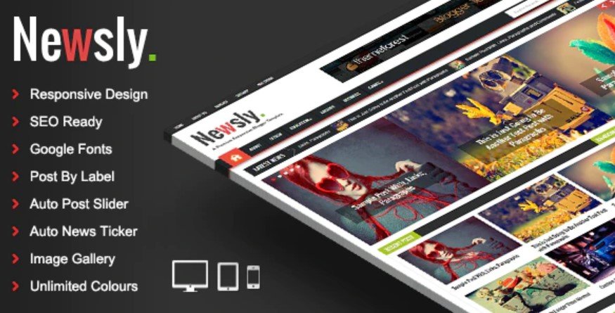 Newsly Responsive Multipurpose Blogger Template Free Download
