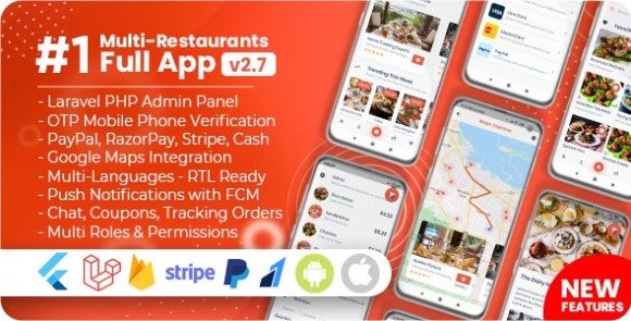 Food Delivery Flutter PHP Laravel Admin Panel Source