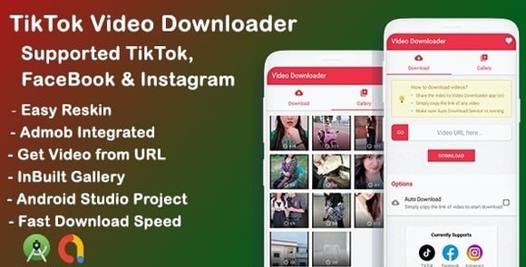 Tiktok, Facebook, Instagram Video Downloader App Source Code