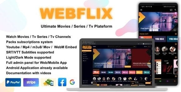 WebFlix Movies TV Series Live TV Channels Subscription Nulled PHP Script