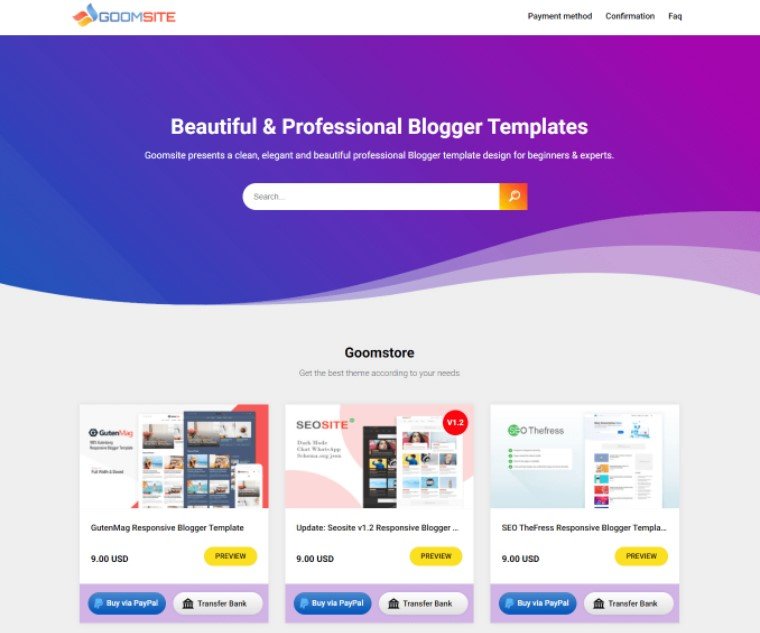 Goomsite Clone Blogger Template Download