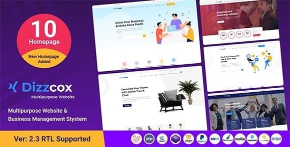 Dizzcox Multipurpose Website & Business Management System CMS Nulled Script