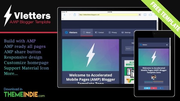 VlettersAMP Blogger Template Download