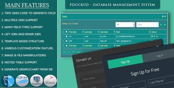 PDO Crud Advanced PHP CRUD Application Form Builder and Database Management Nulled