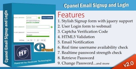 Cpanel Email Signup Plugin Script