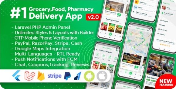 Grocery Food Pharmacy Store Delivery Mobile App with Admin Panel