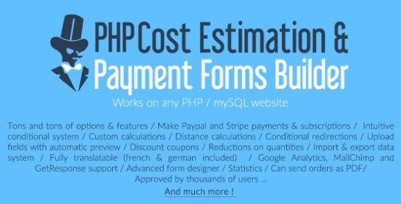 PHP Cost Estimation and Payment Forms Builder PHP Script