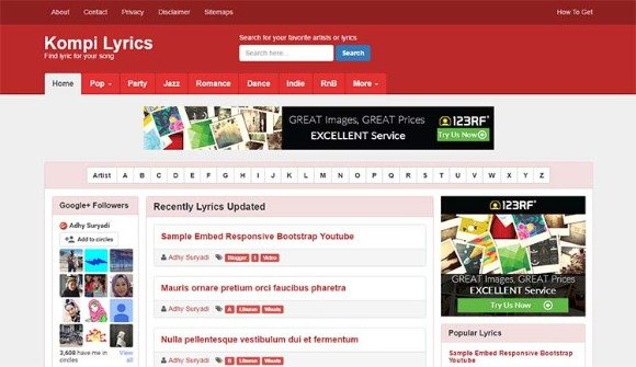 Kompi Lyrics Blogger Template