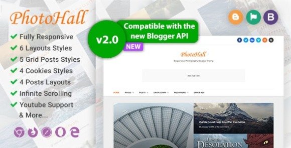 PhotoHall Responsive Photography Blogger Theme Download