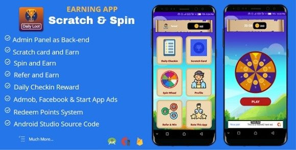 Scratch and Spin to Win Android App with Earning System