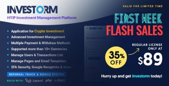 Investorm Advanced HYIP Investment Management Platform Nulled