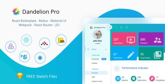 Dandelion Pro React Admin Dashboard Template Download