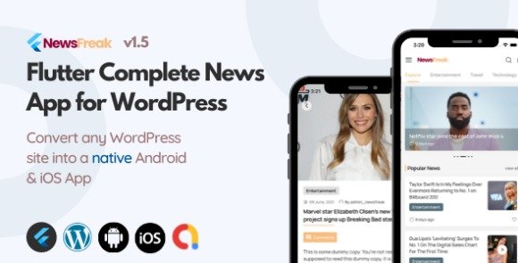Newsfreak Flutter News App for WordPress App Source Code