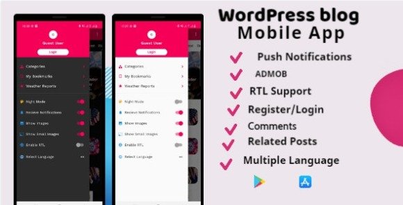 Flutter WordPress Mobile App Supports Android and IOS Source Code