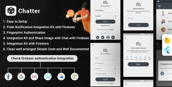 Chatter Flutter Firebase Chat Authentication and Social Media Integration Source Code