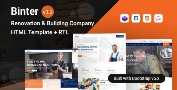 Binter Renovation and Building Bootstrap Template Download