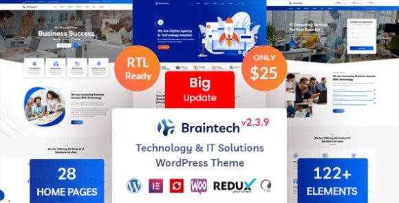 Braintech Technology and IT Solutions WordPress Theme Download