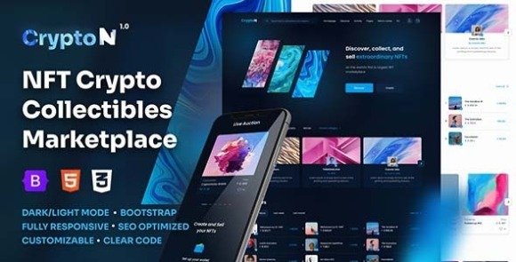CryptoN NFT Collectibles Marketplace HTML Template Download