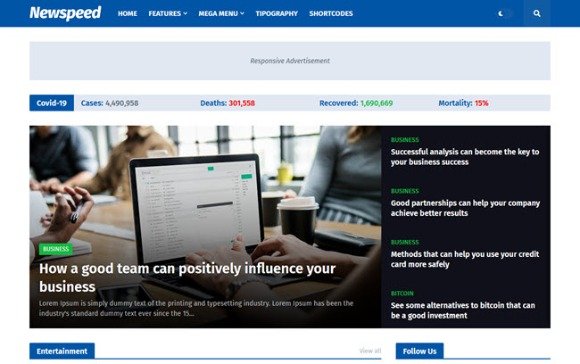 Newspeed Premium Professional News and Magazine Blogger Template Download