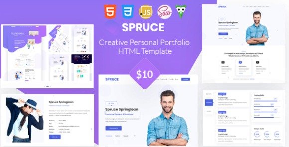 Spruce Personal Portfolio and vCard Template Download