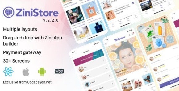 ZiniStore Full React Native Service App for WooCommerce Download