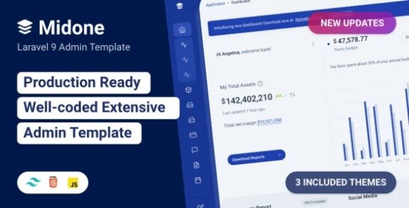 Midone Laravel Admin Dashboard Template and HTML Version Download