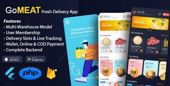 Chicken Meat Fish Delivery Flutter App with Admin Panel GoMeat