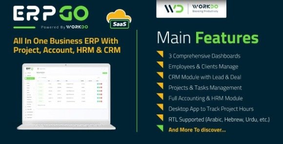 ERPGo SaaS All In One Business ERP with Project Account HRM CRM and POS Software
