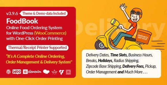 FoodBook Online Food Ordering and Delivery System for WordPress with One-Click Order Printing