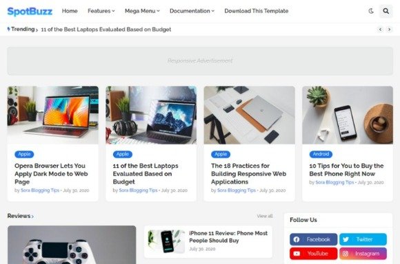 SpotBuzz Blogger Template Download