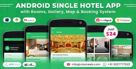 Android Single Hotel Application with Rooms Gallery Map and Booking System