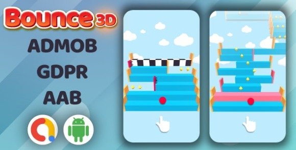 Bounce3D Jumping Ball Android Game with Admob Ads