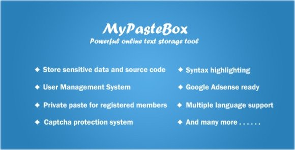 MyPasteBox Powerful Paste Tool PHP Script