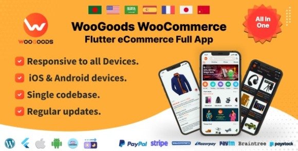 Woogoods WooCommerce Flutter E-commerce Full App Source