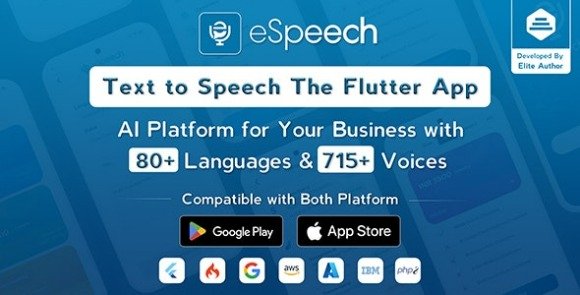 eSpeech Text to Speech Flutter Full App Source Code