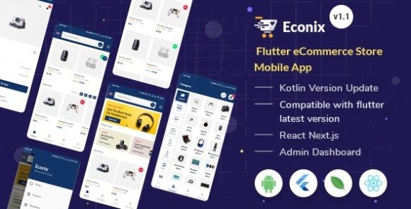 Econix Flutter eCommerce Store Mobile App React Node Admin Dashboard