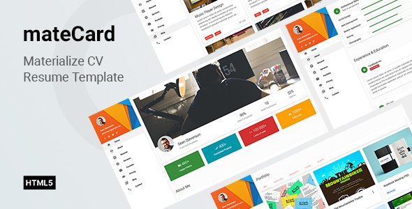 mateCard Materialize CV Resume HTML Template