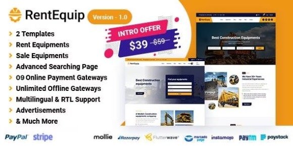 RentEquip Multipurpose Equipment Rental Website PHP Script