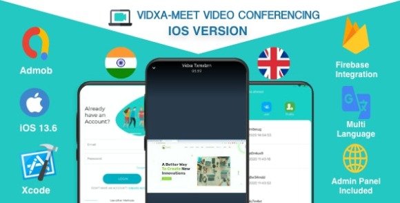 VIDXA MEET Free Video Conferencing and Audio Conferencing App Zoom Clone iOS Admin Panel