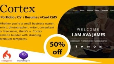 Cortex Portfolio CV Resume vCard CMS Script