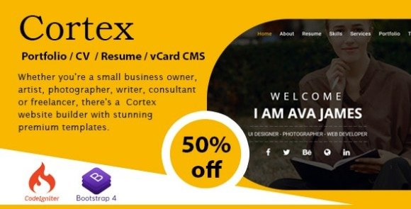 Cortex Portfolio CV Resume vCard CMS Script