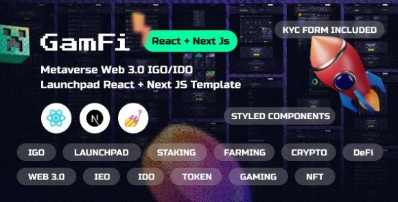 GamFi Metaverse Web3 IGO Launchpad React Next JS Template