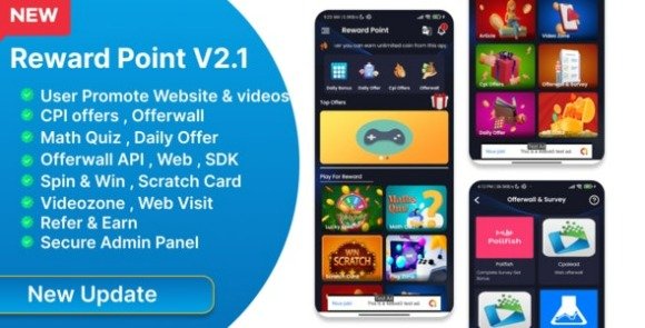 Reward Point CPI Offer Offerwall Game Spin App Source