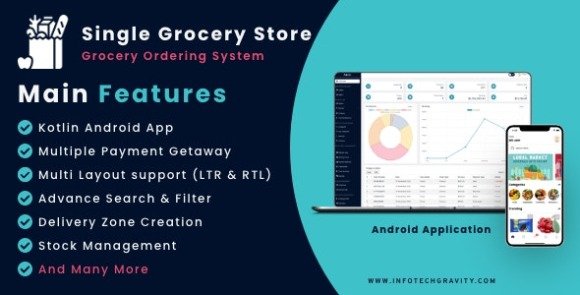 Single Grocery Food Pharmacy Store Android User and Delivery Boy Apps