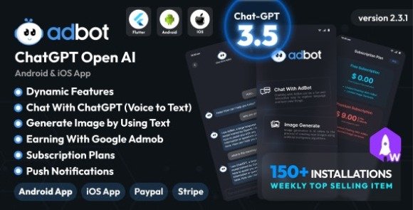 AdBot ChatGPT Open AI Android and iOS App Source