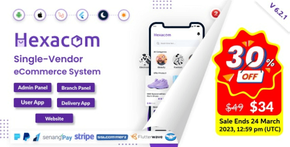 Hexacom Single Vendor eCommerce App with Website