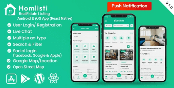 HomListi Real Estate Listing Android and iOS App