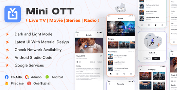 Mini OTT Live TV Streaming Movie Radio App Source