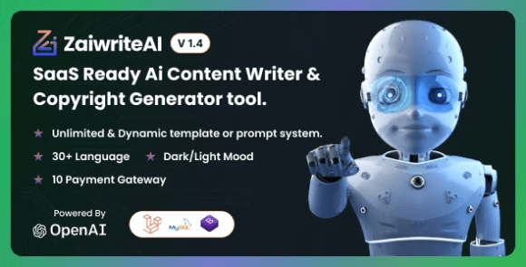 ZaiwriteAI Ai Content Writer and Copyright Generator Tool with SaaS