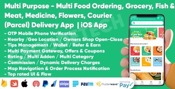 Multi Purpose Food Grocery Pharmacy Courier Delivery Apps